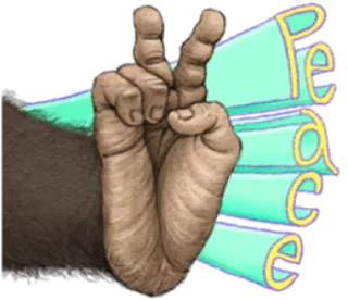 🐵 Peace perdamaian, simbol perdamaian, tangan, jari, gestur telegram sticker
