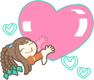 ❤️ 爱心, 卡通, 爱, 女孩, 可爱, 可爱 telegram sticker