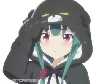 🐾 anime, chica, sudadera oso, lindo, pegatina whatsapp sticker