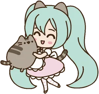 🤗 Hatsune Miku Anime, Chibi, Kot, Uroczy, Hatsune Miku, Vocaloid whatsapp sticker