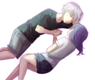 💙 Anime, Casal, Romance, Fofo, Carinhoso, Jovem telegram sticker