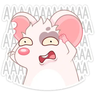 😬 AAAAAAA Maus, Cartoon, Used-Look, verängstigt, genervt, gestresst telegram sticker