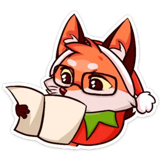 🧐 renard, lunettes, lecture, autocollant, dessin animé, animal telegram sticker