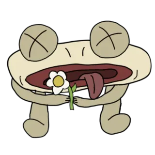 🥀 꽃, 혀, 만화, 눈, 캐릭터, 개구리 telegram sticker