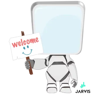 😉 welcome Roboter, Willkommen, Lächeln, Schild whatsapp sticker