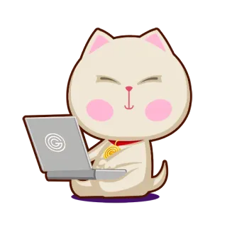 ✍️ cat, laptop, animal, cute, cartoon, working telegram sticker