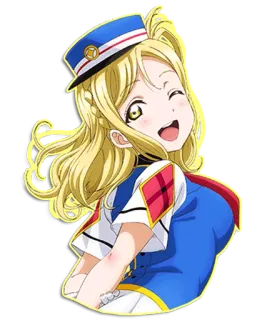 😉 Anime, Ragazza, Carina, Bionda, Sorridendo, Cartone animato, Personaggio whatsapp sticker