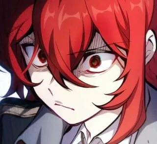 🌟 Diluc Genshin Impact marah, anime, rambut merah, melotot, video game whatsapp sticker