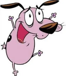 😟 Courage Courage the Cowardly Dog cachorro, desenho animado, Coragem, o Cão Covarde, assustado, rosa, animado, personagem whatsapp sticker