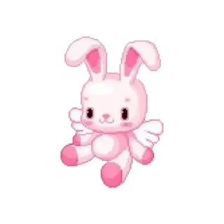 💞 lapin, mignon, kawaii, ange, rose whatsapp sticker