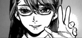 💜 manga, character, glasses, peace sign, anime telegram sticker