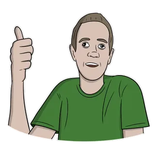 👍 pouce levé, positif, homme, dessin animé, approbation, j'aime telegram sticker
