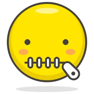 🤐 bocca con zip, emoji, silenzio, faccia gialla, espressione telegram sticker