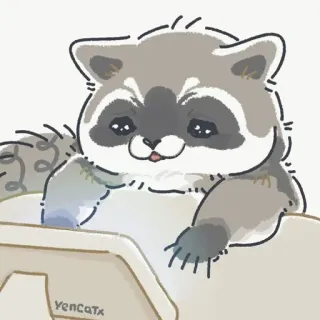 😢 raccoon, cute, animal, cartoon, mammal telegram sticker