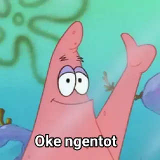 😒 Patrick Star Spongebob Squarepants Oke ngentot แพทริค, สพันจ์บ็อบ, การ์ตูน, ตลก telegram sticker