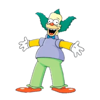 🎉 Krusty the Clown The Simpsons clown, cartoon, Krusty, The Simpsons, character, animated telegram sticker