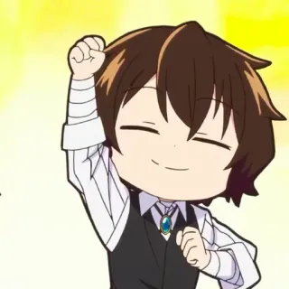 ☕️ Dazai Osamu Bungo Stray Dogs аниме, чиби, Dazai Osamu, Bungo Stray Dogs, счастливый, милый telegram sticker