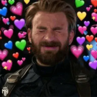 🛡 Captain America Chris Evans, Marvel, Superhero, Emotion, Happy, Love, Hearts telegram sticker