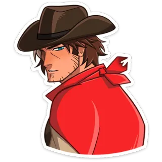 ⭐ Kreskówka, Mężczyzna, Kapelusz, Kowboj, Szalik, Ilustracja telegram sticker