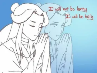 🥢 I will not be horny
I will be holy meme, funny, prayer, humor, statement, internet culture telegram sticker