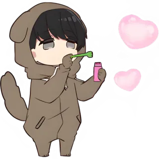 ❤️ Chibi, Słodkie, Bańki, Pies, Kawaii whatsapp sticker
