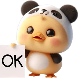 👌 OK mono, animal, pollito, panda, pegatina, ok, aprobación telegram sticker