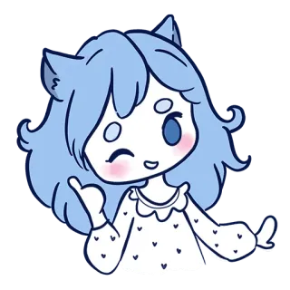 👍 Garota anime, Orelhas de gato, Piscadela, Fofo, Desenho animado, Chibi telegram sticker