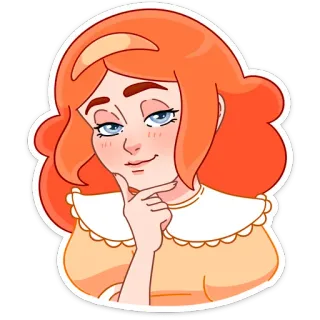 🤔 여자, 소녀, 만화, 인물 사진, 생각, 호기심 telegram sticker