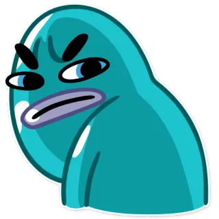 😒 cartoon, character, expression, blue, sticker telegram sticker