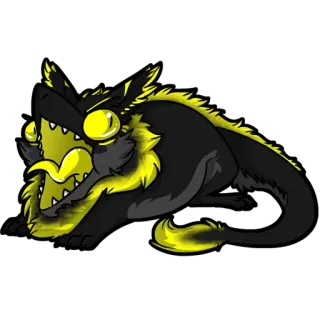 😵 mostro, creatura, animale, fantasy, denti, giallo, nero whatsapp sticker