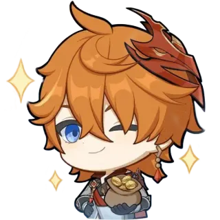 💰 Tartaglia Genshin Impact tartaglia, genshin impact, anime, videojuego, chibi, personaje, sonrisa whatsapp sticker