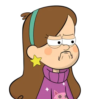 ☹️ Mabel Pines Gravity Falls メイベル・パインズ, グラビティフォールズ, アニメ, 面白い顔, 星のイヤリング, アニメーション, かわいい telegram sticker