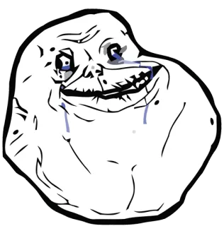 😥 Мем, Forever Alone, Грустный, Интернет мем, Плачущий telegram sticker