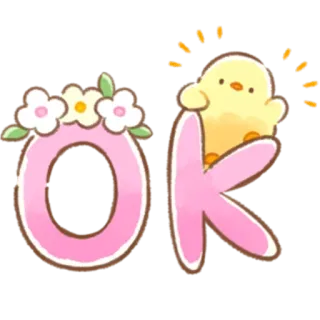 🆗 OK ок, позитив, согласен, милый, цыпленок, цветок telegram sticker