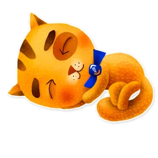 😴 Katze, schlafend, niedlich, Tier, Cartoon, orange whatsapp sticker