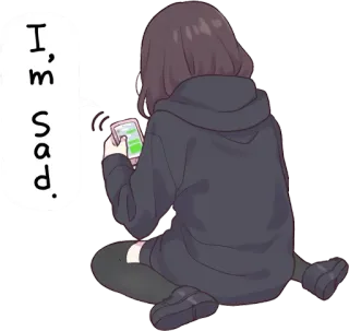 🥺 I'm sad. sad, anime, girl, hoodie, phone telegram sticker