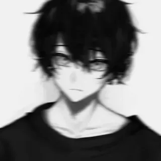 ◼️ Anime, Manga, Portret, Czarno-białe, Emo telegram sticker