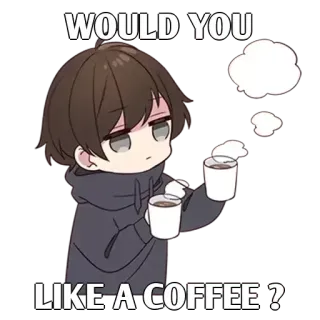 ✨ WOULD YOU LIKE A COFFEE ? caffè, anime, ragazzo, bevanda, carino, offerta whatsapp sticker