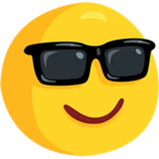 😎 Emoji, Uśmiech, Okulary przeciwsłoneczne, Cool, Twarz, Żółty telegram sticker