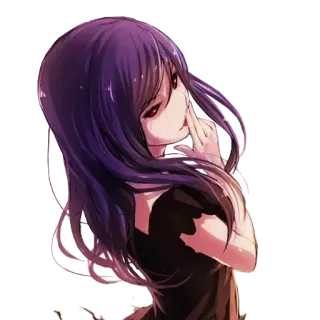 😈 аниме, девушка, мультфильм, фиолетовые волосы, искусство telegram sticker