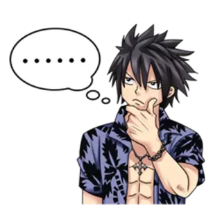 🤔 Gray Fullbuster Fairy Tail Anime, Mangá, Gray Fullbuster, Fairy Tail, Personagem, Pensando telegram sticker