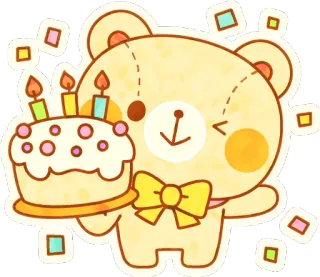 🎉 beruang, kue, ulang tahun, perayaan, imut, kawaii, stiker telegram sticker