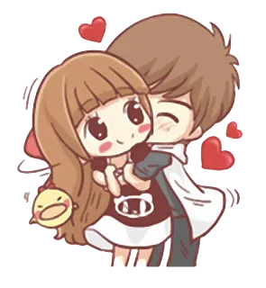😚 Liebe, Paar, süß, Cartoon, Romantik, Umarmung telegram sticker