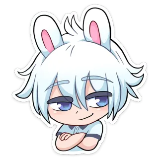 😏 Animé, Lapin, Kawaii, Manga, Dessin animé, Mignon, Cheveux blancs telegram sticker