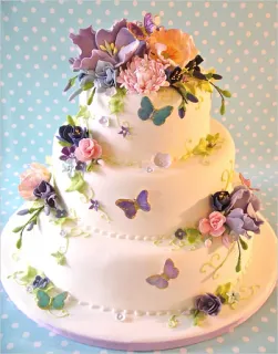 🍰 cake, wedding cake, flowers, butterflies, celebration, dessert telegram sticker