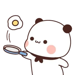 ☺️ Panda, Carino, Animale, Uovo, Cucina, Kawaii, Cartone animato telegram sticker