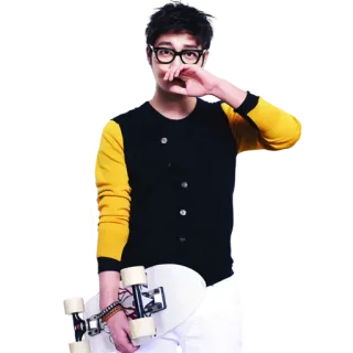 😶 man, glasses, sweater, skateboard telegram sticker