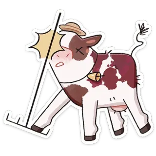 😵 牛, 農家, かわいい, 動物, 漫画, 収穫, 農業 telegram sticker