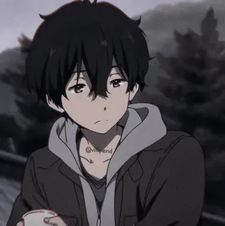 🩸 @villpend Anime, Anak laki-laki, Sedih, Hoodie, Seni, Ilustrasi, Kartun telegram sticker