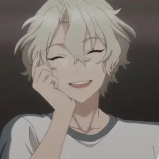 ☺️ 动漫, 微笑, 白发, 角色, 友善, 可爱 telegram sticker